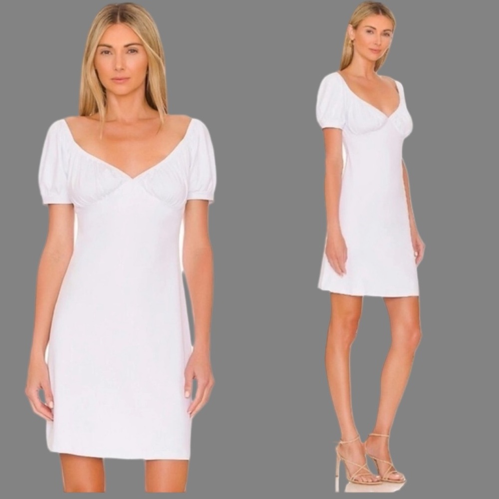 Susana Monaco White Mini Dress with Puff Sleeves